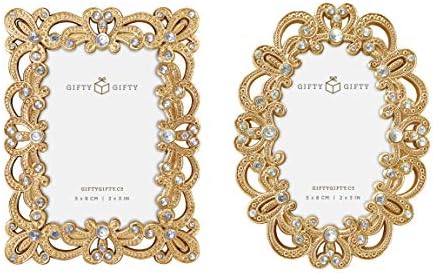 ערכת מסגרת מיני זהב של Gifty Gifty Gifty Gifty של 2 / 2x3 ב | לתצוגת השולחן | מושלם לעיצוב בית, חתונה, סיום